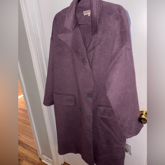 Free people long trench coat! Plum color style many ways!Size L runs big! - Picture 3 of 9